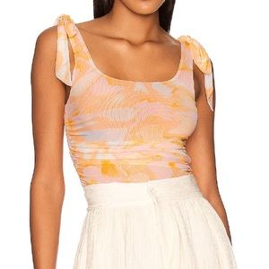 FREE PEOPLE orange peach mesh tank size XS